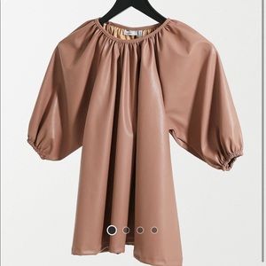 ASOS trapeze smock top in leather look